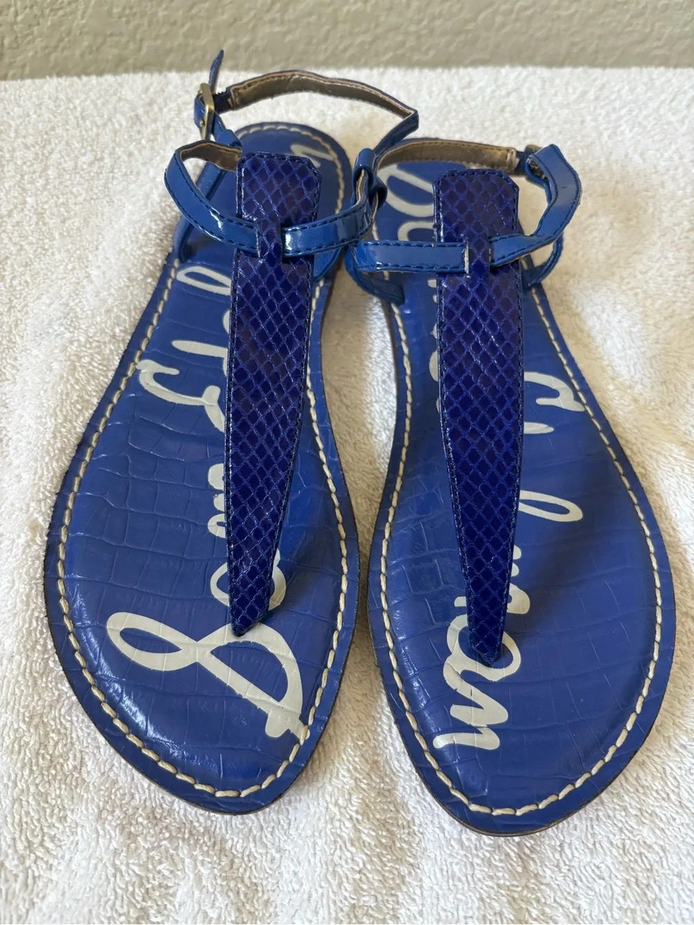 Sam Edelman Women's T-Strap Thong Blue Sandals Size 8